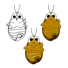 3 Step of Chubby cockroach cartoon.