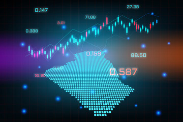 Stock market background or forex trading business graph chart for financial investment concept of Algeria map. business idea and technology innovation design.