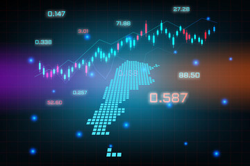 Stock market background or forex trading business graph chart for financial investment concept of Argentina map. business idea and technology innovation design.