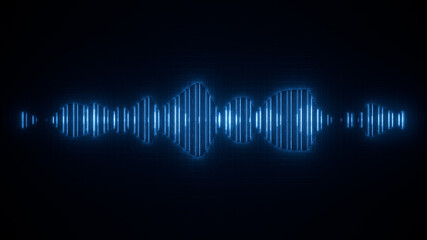 Blue audio waveform 3D render illustration