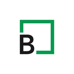 Letter B Logo design with square frame line