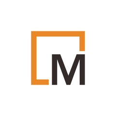 Letter M Logo design with square frame line