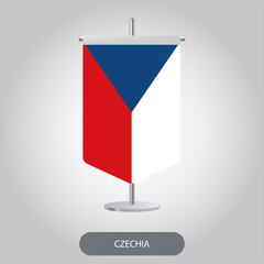 Czechia vertical table flag on light grey background.