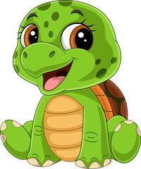 Cartoon funny baby turtle sitting