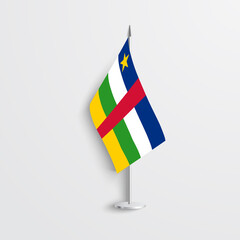 Central African Republic table flag on light grey background. Central African Republic desk flag on grey background.