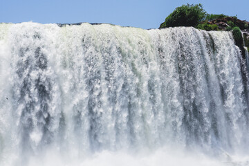 Detailed view of a waterfall in the iguazu falls