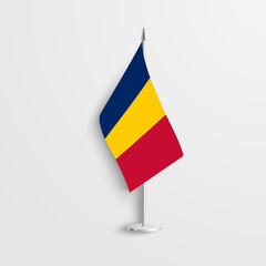 Chad table flag on  light grey background. Chad desk flag on grey background.