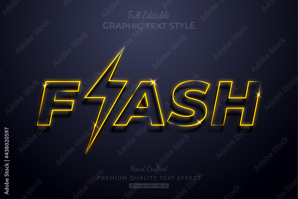 Wall mural flash yellow neon editable text effect font style