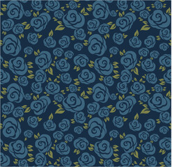 seamless vintage   flower pattern on black background