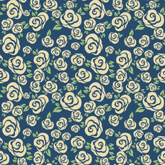 seamless vintage   flower pattern on black background