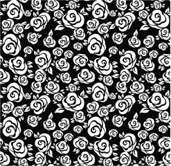 seamless vintage   flower pattern on black background