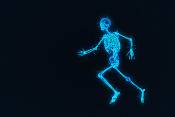 Fototapeta na wymiar 3d rendering of Human Skeleton . Abstract night sky background