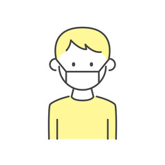 マスクをする男性　Illustration of a man wearing a mask.
