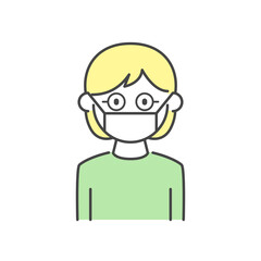 Obraz premium マスクをする女性 Illustration of a woman wearing a mask.