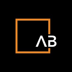 Letter AB Logo design with square frame line