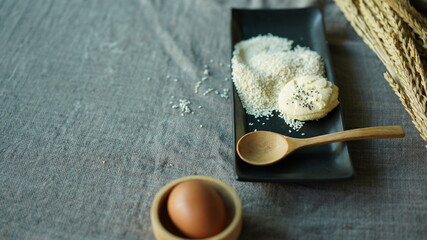 Soft bread cookies homemade, traditional dessert.  Preparation to make dough and bake them for brown baked cookies recipe.