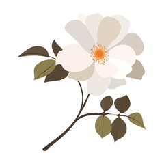 Vintage flower. A branch of a blossoming tree. Flat vector illustration in pastel colors.