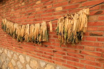 Dried cabbage hanging on the wall, North China