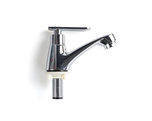 Closeup of water faucet mixer for water isolated on white with clipping path.