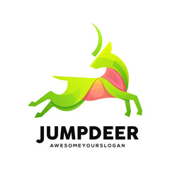 colorful deer logo design ilustration