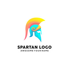 colorful spartan helmet logo design