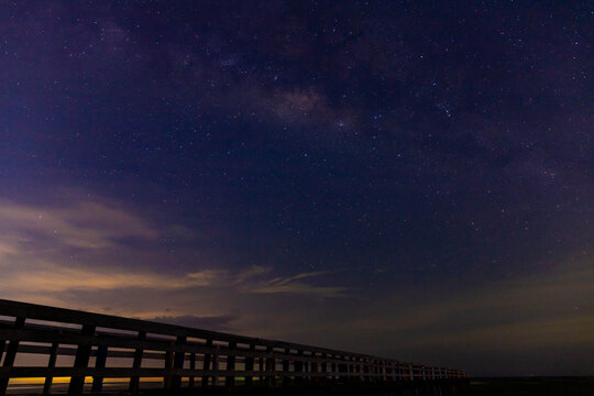 Photographing the Milky Way at night with stars full of the sky