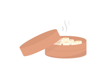 illustration of a dim sum inside a klakat made of bamboo. asian food. flat style. vector design