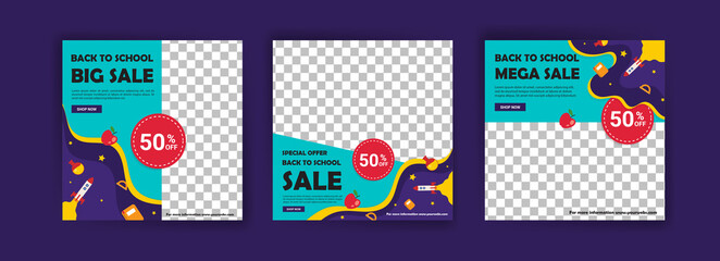 Back to school. Back to school sale. Banner vector for social media ads, web ads, postcard, card, business messages, discount flyers and big sale banners.