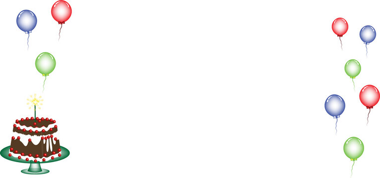 Art & Illustration  Celebration Chocolate Cake for your Party with balloons.