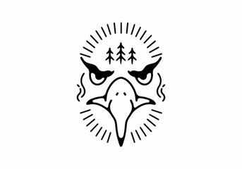 Eagle face line art badge