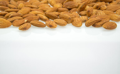 Almonds nut on white background