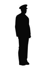 Standing soldier silhouette vector on white background