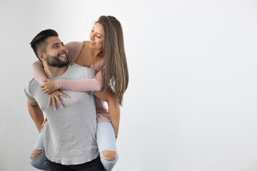 lovely latin couple play in the house