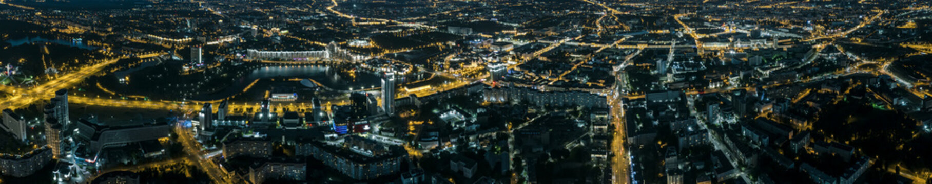 lights of the big city at night from above. wide panorama. aerial view. © Mr Twister