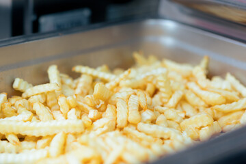 Tray of Freshly Made Fries in a Fast-Food Restaurant