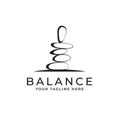 stone rock balancing logo spa wellness vector emblem illustration design