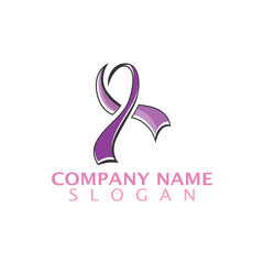 Modern style cancer awareness ribbon that indicate progress logo template