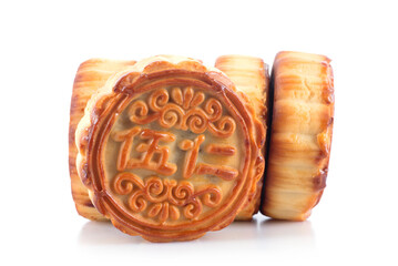Moon cakes on white background