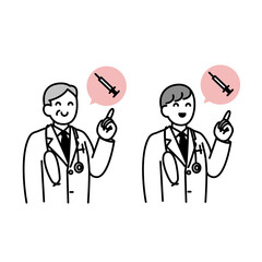 先生が注射の説明をするイラスト素材