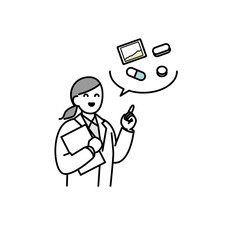 Fototapeta premium 薬の説明をする薬剤師イラスト素材