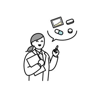recommend clip art: 薬の説明をする薬剤師イラスト素材