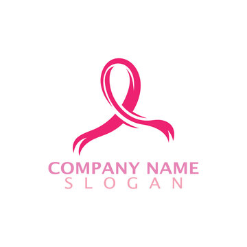 Modern style cancer awareness ribbon that indicate progress logo template