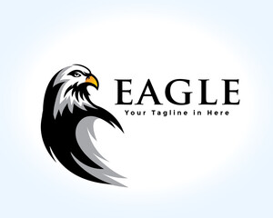 elegant falcon eagle hawk look back drawing art logo design illustration