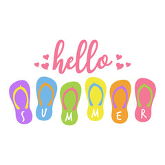 Vector Hello Summer Illustration on White Background