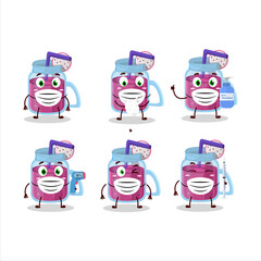 A picture of dragon fruit smoothie cartoon design style keep staying healthy during a pandemic