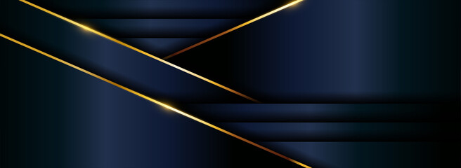 Abstract Dark Navy Luxury Background Combined with Golden Element.