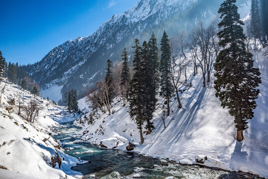 Beautiful view of sonmarg in winter, Sonmarg, Kashmir