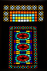 Stained glass colorful closeup