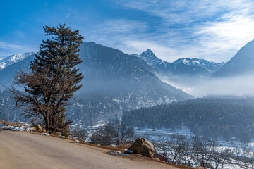 way to srinagar during winter season, a beautiful landscape