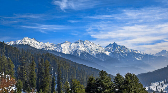 The winter scene in Aru Valley near Pahalgam, Kashmir, India. © artqu